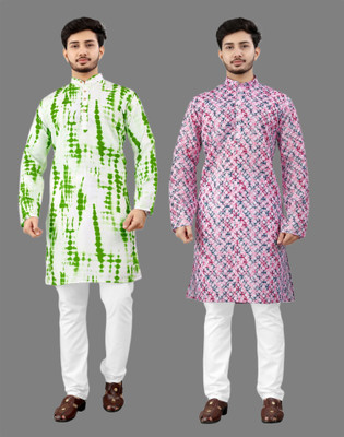 DHASU TRENDZ Men Dyed/Ombre, Printed Straight Kurta(Multicolor)