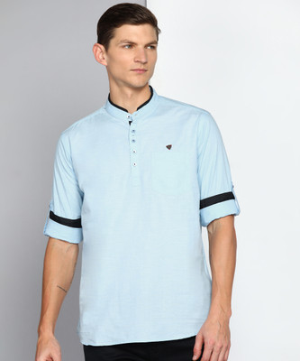 KUONS AVENUE Men Solid Straight Kurta(Light Blue)
