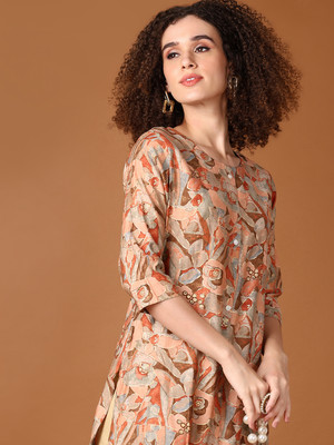 V-MART Women Printed A-line Kurta(Multicolor)