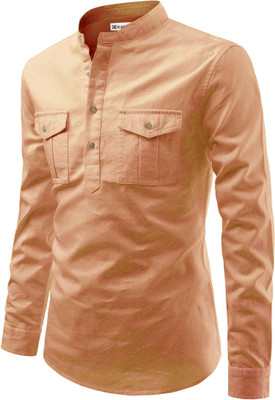 RAREMARK Men Solid A-line Kurta(Orange)