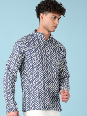 V-MART Men Printed A-line Kurta(Blue)