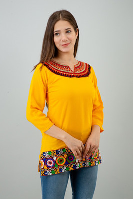 Parth Collection Casual Printed Women Yellow Top