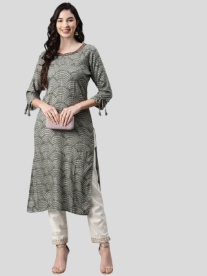 Aarika Women Printed A-line Kurta(Grey)