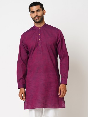 Indivisual Men Solid A-line Kurta(Purple)