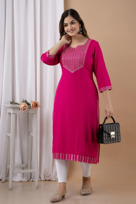 Prathmikta Women Embellished A-line Kurta(Pink)
