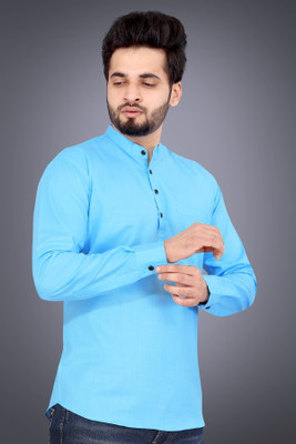 VELLOSTA Men Solid A-line Kurta(Blue)
