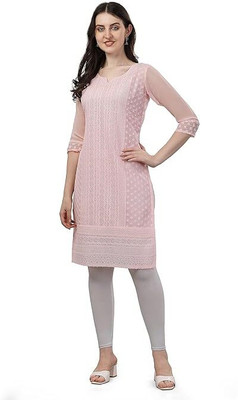 HK SHOPEE Women Solid Straight Kurta(Orange)
