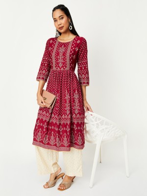 MAX Women Printed A-line Kurta(Maroon)