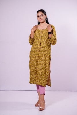 HORIZON 'd STYLATHON Women Printed Straight Kurta(Yellow, Pink, Dark Green)