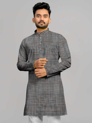 Abdullah Faishon Men Printed Straight Kurta(Grey)