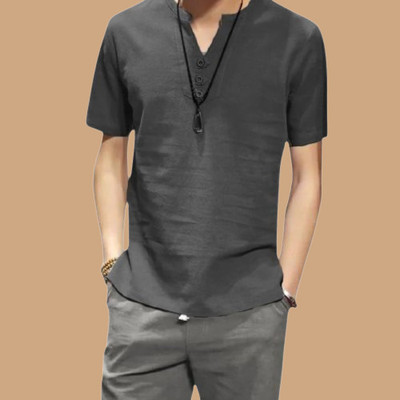 ZAKOD Men Solid Straight Kurta(Grey)