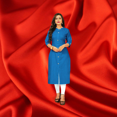 Narrow Fashion Women Solid Straight Kurta(Blue)