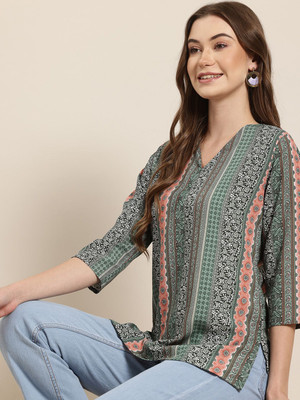 HERE&NOW Women Printed A-line Kurta(Multicolor)