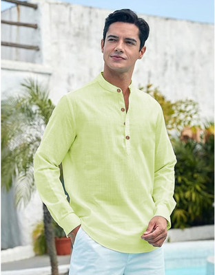 Vimal Star Men Solid Straight Kurta(Beige)
