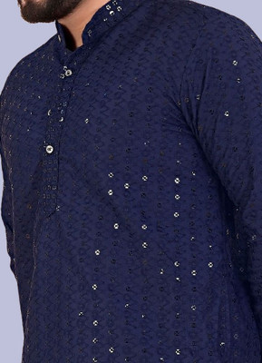 Keton Men Solid Straight Kurta(Blue)