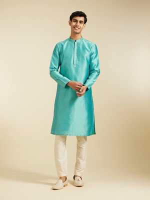 DIWAS by Manyavar Men Self Design Straight Kurta(Light Green)