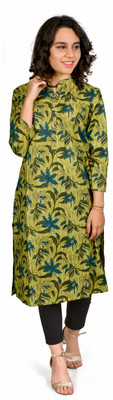 MOAJAZA Women Printed Flared Kurta(Green)