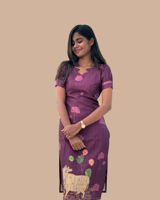 GELAI ENTERPRISE Women Printed A-line Kurta(Red)