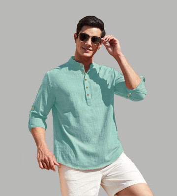 Navkanj Men Solid Straight Kurta(Light Green)