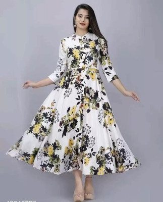 AnviTextile Women Printed Anarkali Kurta(Multicolor)