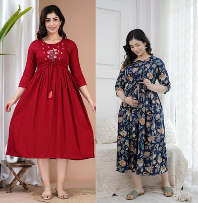 Khoj Bagda Women Printed Anarkali Kurta(Multicolor)