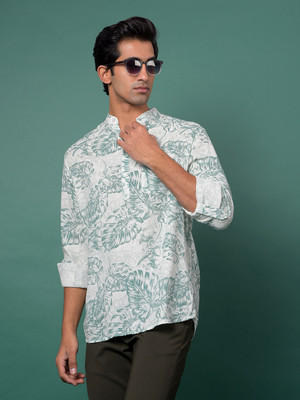 CRIMSOUNE CLUB Men Floral Print A-line Kurta(Green)