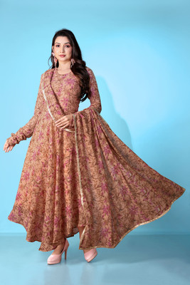 mashha creation Women Printed A-line Kurta(Orange)