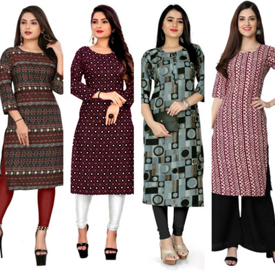 MIROSELLY CREATION Women Printed, Geometric Print Straight Kurta(Multicolor)