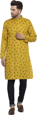 kraft india Men Printed Straight Kurta(Gold)