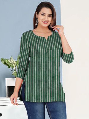 LBM COLLECTIONS Women Striped A-line Kurta(Purple)