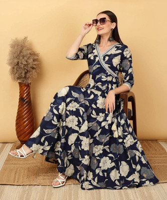 Sa Rasa Women Printed Anarkali Kurta(Multicolor)