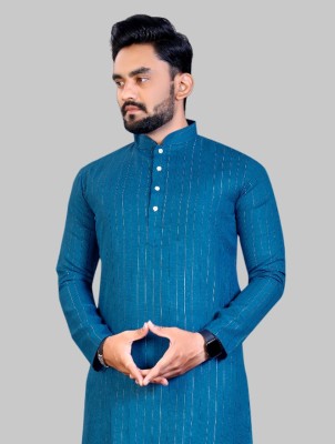 balajiis Men Solid Straight Kurta(Blue)