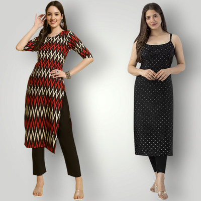 KALLAXI Women Self Design Straight Kurta(Multicolor)