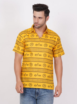 KIPEKEE Men Printed Straight Kurta(Yellow)