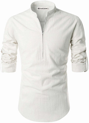 RAREMARK Men Solid A-line Kurta(White)