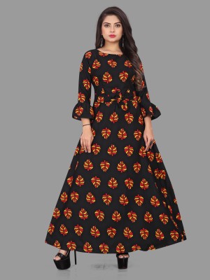 Modli 20 Fashion Women Floral Print Anarkali Kurta(Black, Red, Yellow)