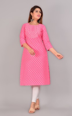 Glowworld Women Printed Straight Kurta(Pink)