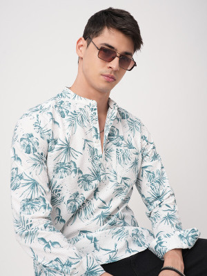 VASTRADO Men Printed Straight Kurta(White)
