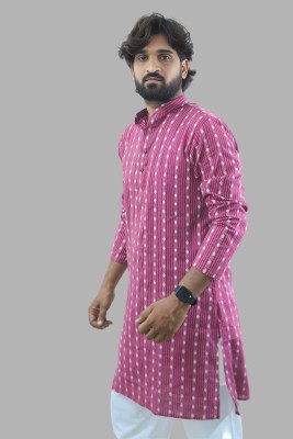 LADSLOOM Men Printed Straight Kurta(Red)