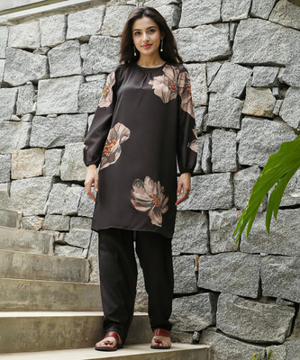 QISSA Women Printed Ethnic Dress Kurta(Brown)