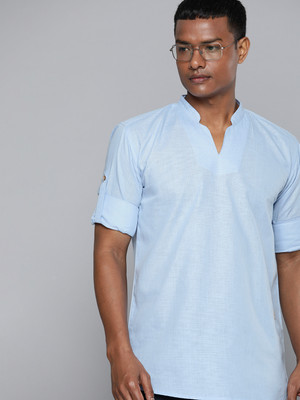 DENNISON Men Solid Ethnic Dress Kurta(Light Blue)