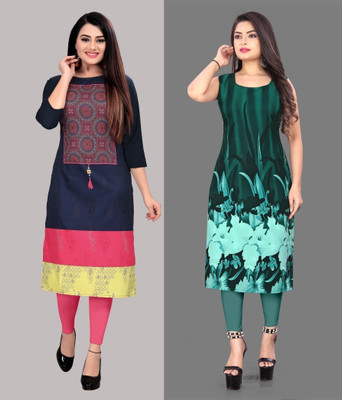 Hiral Creation Women Printed, Floral Print A-line Kurta(Multicolor)