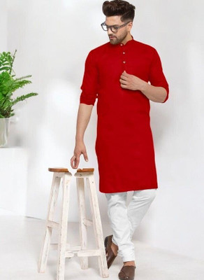 Trending Rashmi Men Solid Straight Kurta(Red)