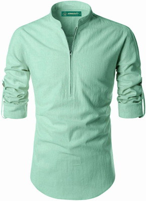VIMASUTI Men Solid A-line Kurta(Light Blue)