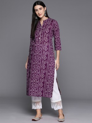 Varanga Women Printed Straight Kurta(Purple)