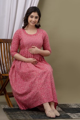 Akshara Fashion Women Fit and Flare Pink Dress