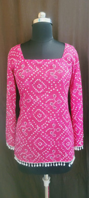QA Fashion Women Printed Asymmetric Kurta(Pink)