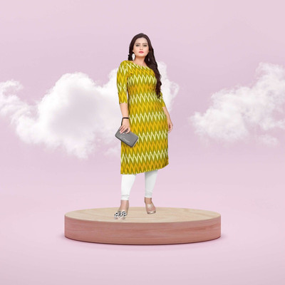 SWASTIKDESIGNER Women Printed A-line Kurta(Yellow)
