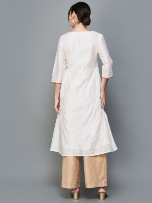 Melange by Lifestyle Women Solid A-line Kurta(White)