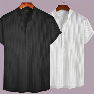 JenilEStore Men Self Design A-line Kurta(Black, White)